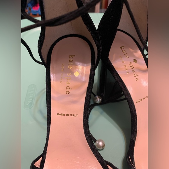 KATE SPADE pearl velvet high heel sandals - Picture 5 of 7